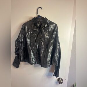 Suzie Kondi NWT Shimmer Long Sleeve Top in Black Silver Size ONE SIZE 🖤